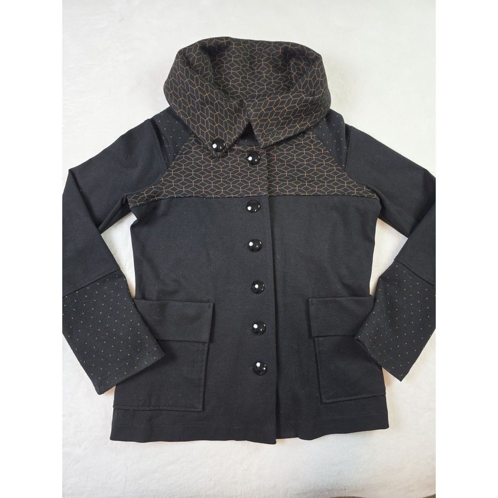 Joseph‎ Ribkoff Art Deco Artsy Jersey Knit Button-Up Jacket Pockets Size 8